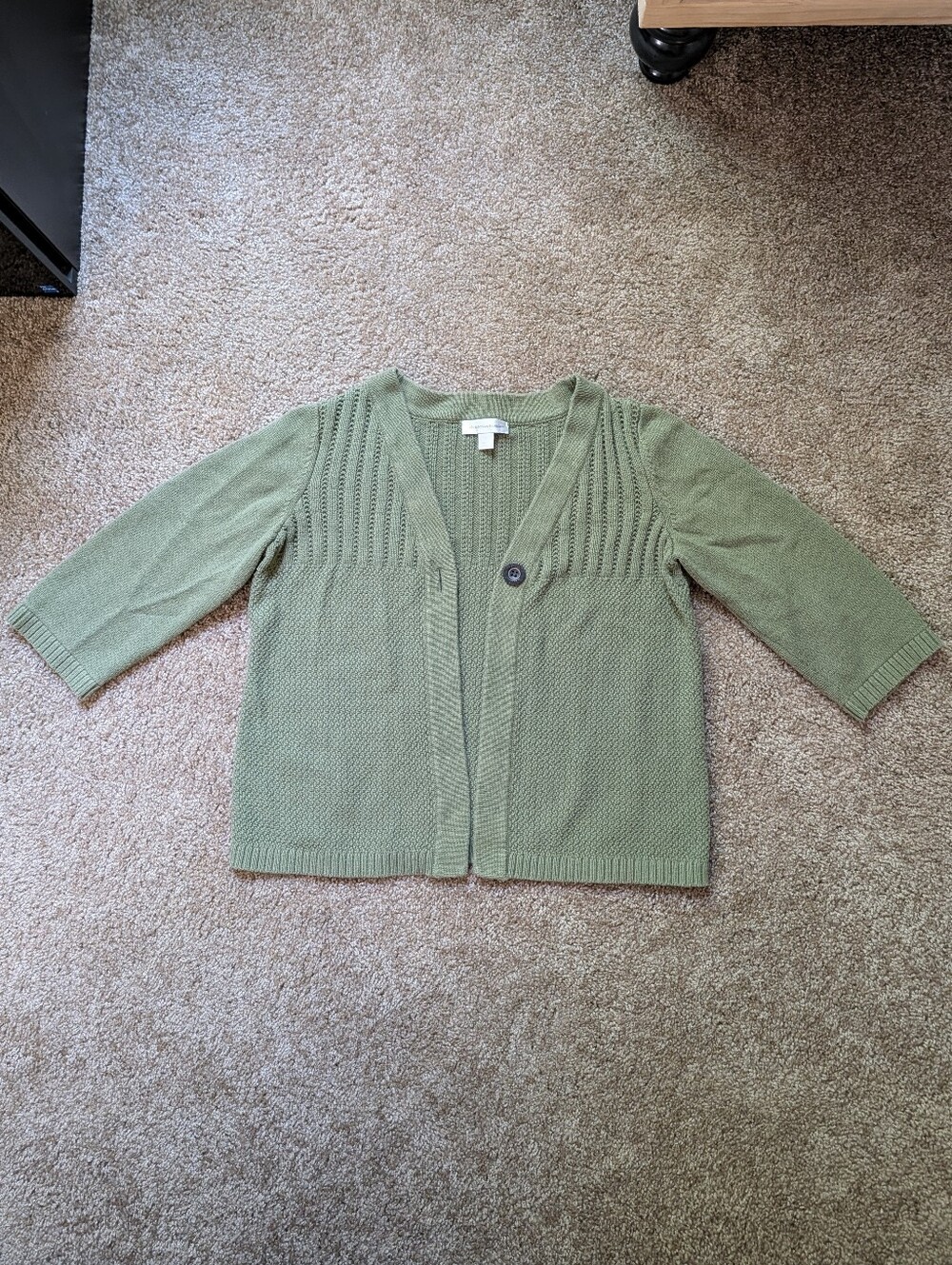 Christopher & Banks Olive Green Mixed Stitch Knit Cardigan Sweater